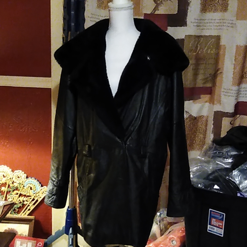 Black leather coat